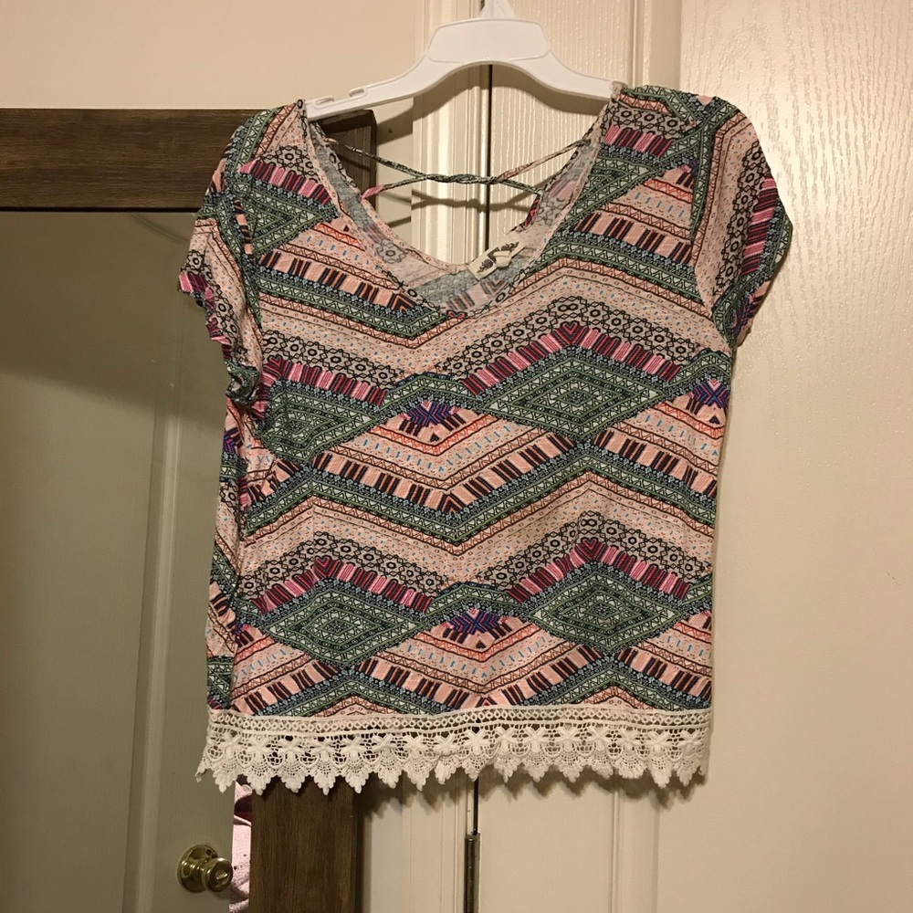 Hippie Rose Aztec style v neck top